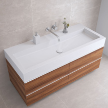 Varicor Lavabo en saillie CARRÉ WALL   Solid White - with overflow